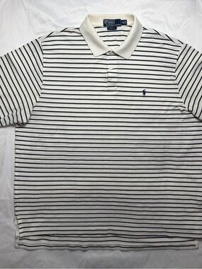 Ralph Lauren White Polo with Navy Stripes
